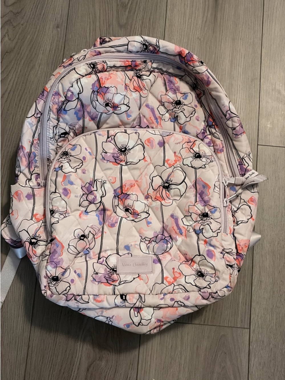 Vera Bradley Pastel Floral Quilted Backpack in Pink and Purple